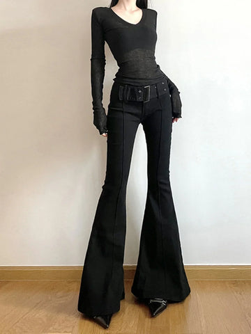 Black Flare Pants Streetwear